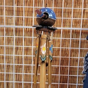 BOBBLE HEAD TURTLE BAMBOO WINDCHIME, 18 Inches Long
